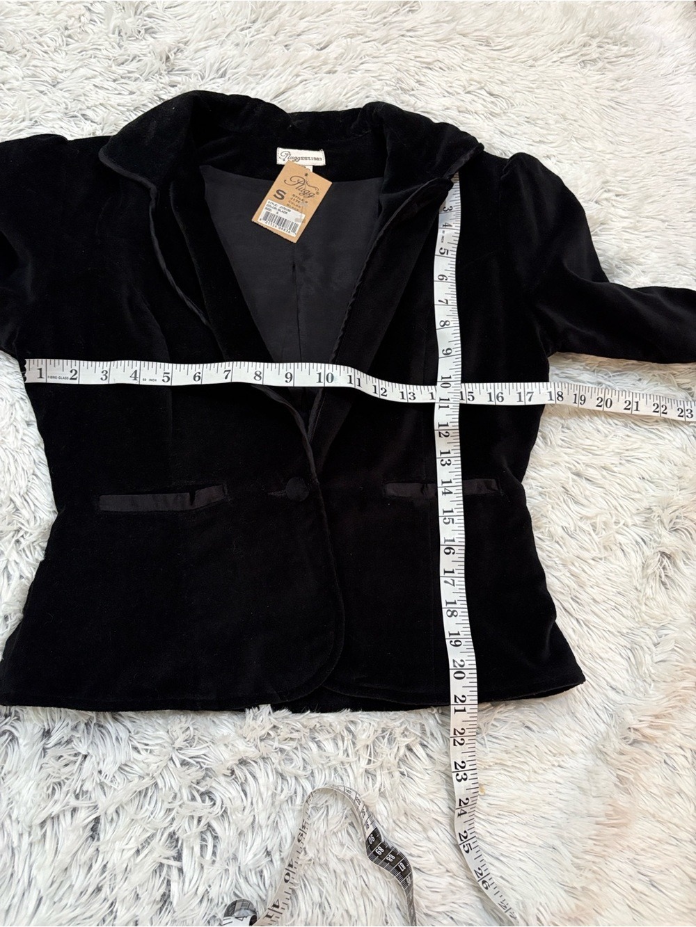 Plugg Black Velvet Blazer Jacket Size Small - Picture 8 of 14